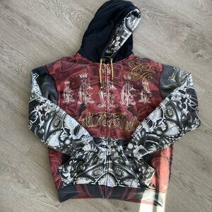Vintage Christian Audigier Multicolor Graphic Hoodie
